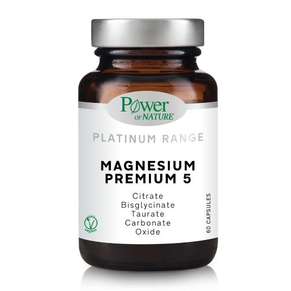 Power Of Nature Platinum Magnesium Premium 5 Συμπλήρωμα Διατροφής για το Μυϊκό & Νευρικό Σύστημα, 60δισκία